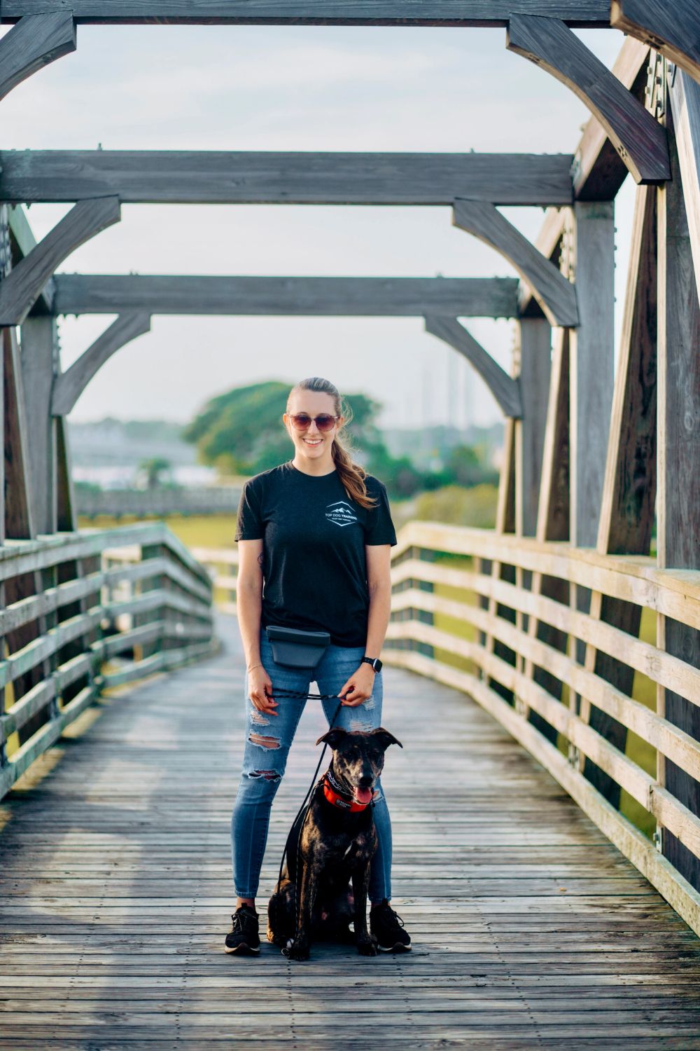 Trainer Breanna with a dog